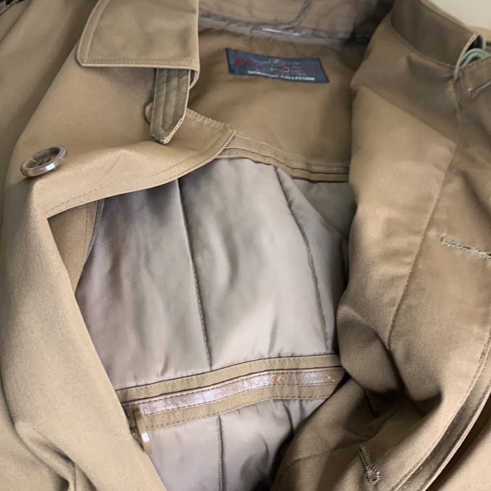 Vintage Oleg Cassini Dark Tan All Weather Thermolite Insulated Trench … - Picture 12 of 16